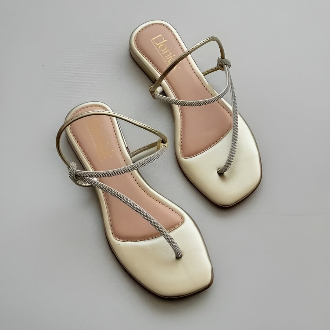 "Women’s Luxury Rhinestone Sandal Slippers – Golden, Copper, Black Brown" ART#14
